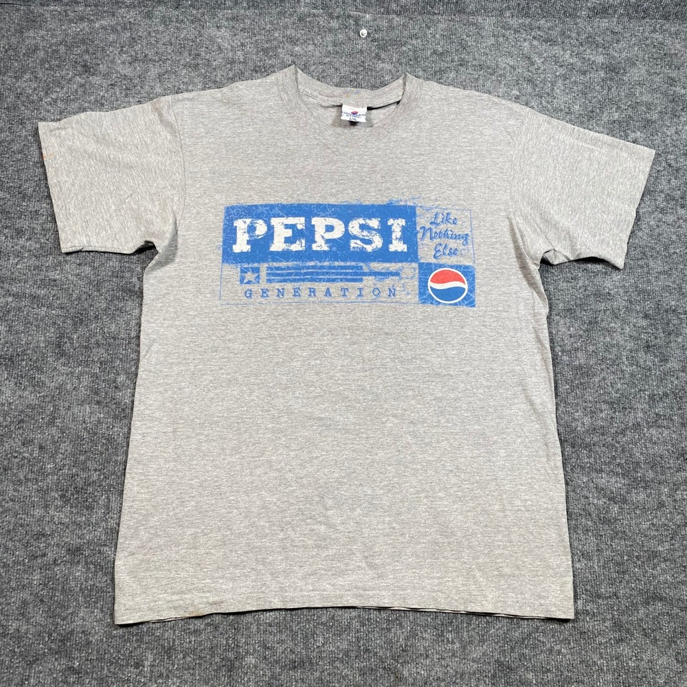Vintage Pepsi Generation T-Shirt Mens L/XL Gray Graphic Short Sleeve USA Made
